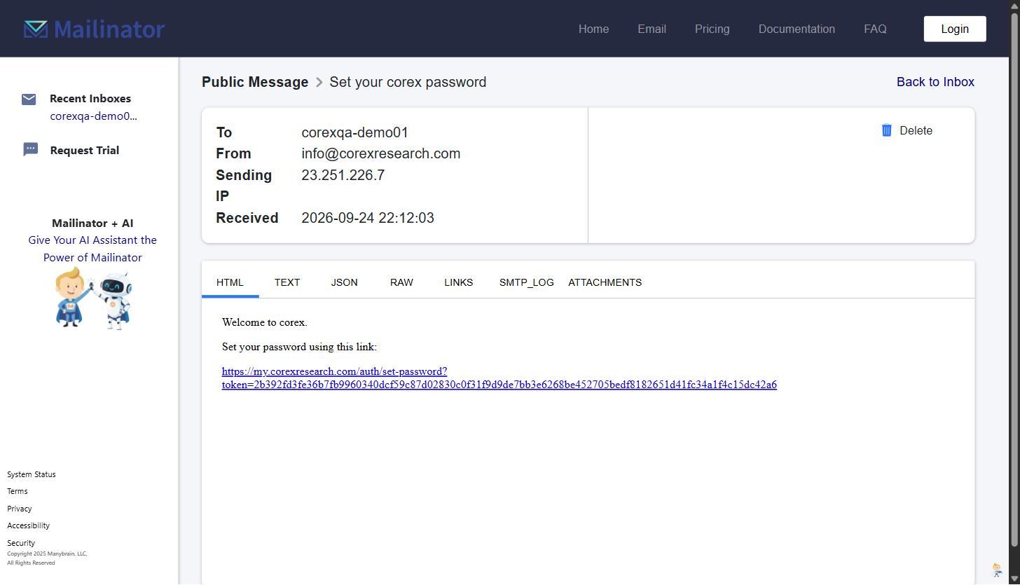 The welcome email contains your personal set-password link.