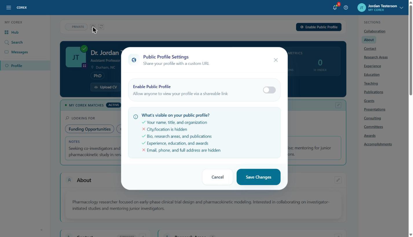Public Profile Settings before enabling.