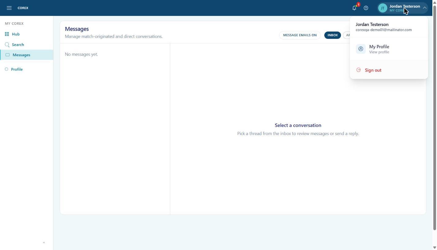 The account menu.