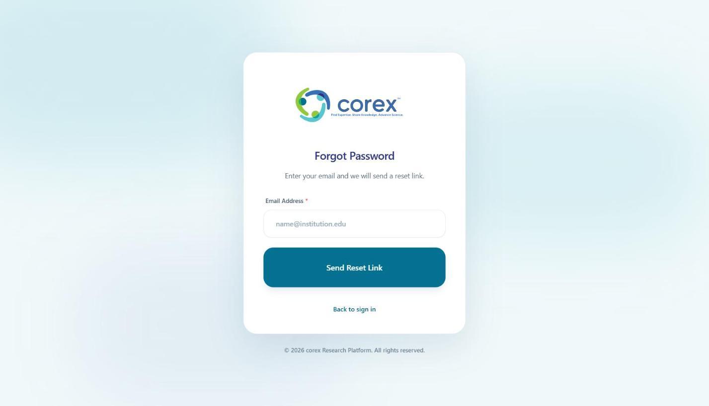 The Forgot Password page.