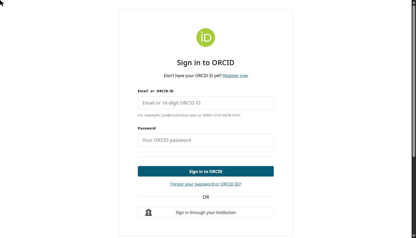 Step 3: sign in at orcid.org (skipped if you're already signed in).
